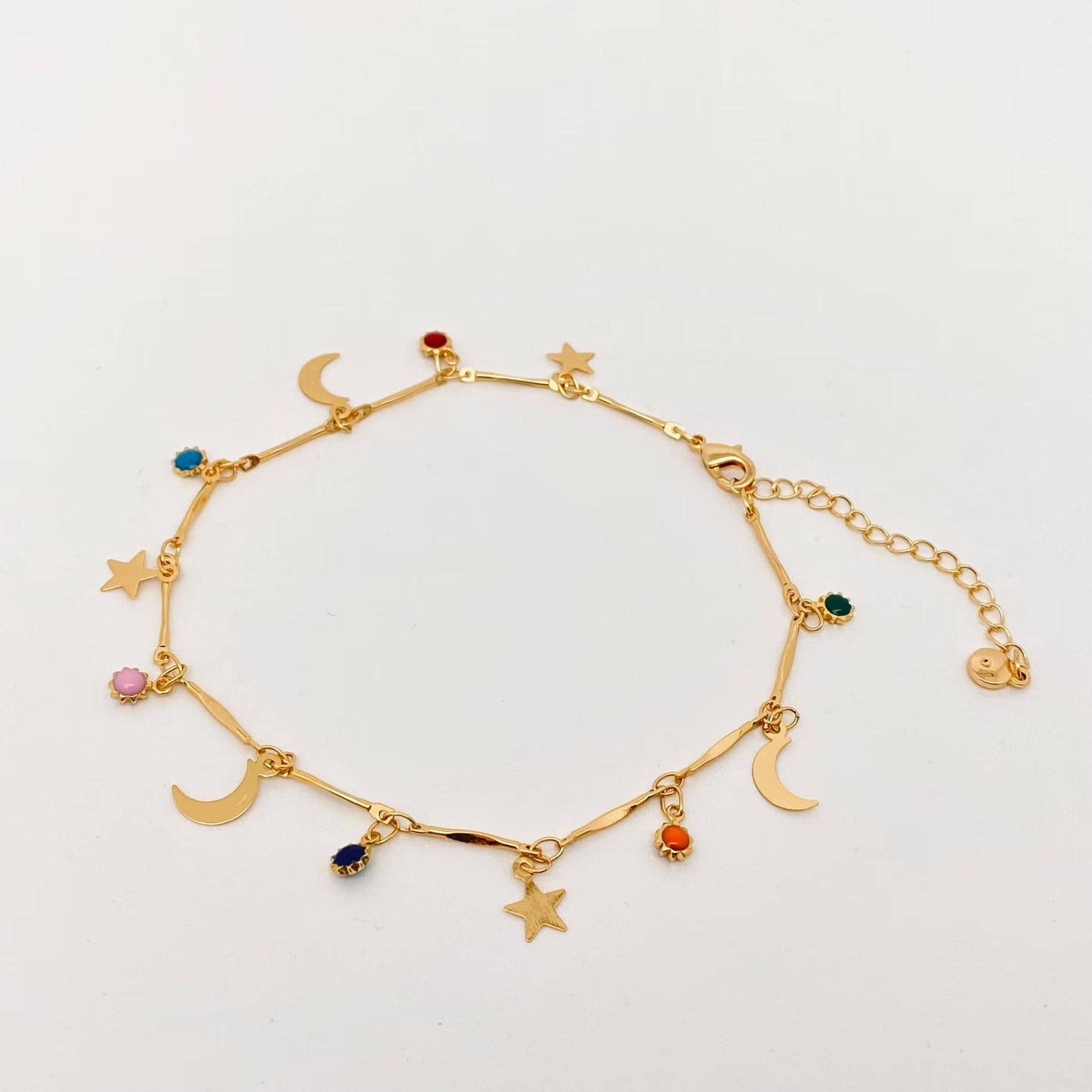 Bohemian Style Star Moon Pendant Chain Anklet