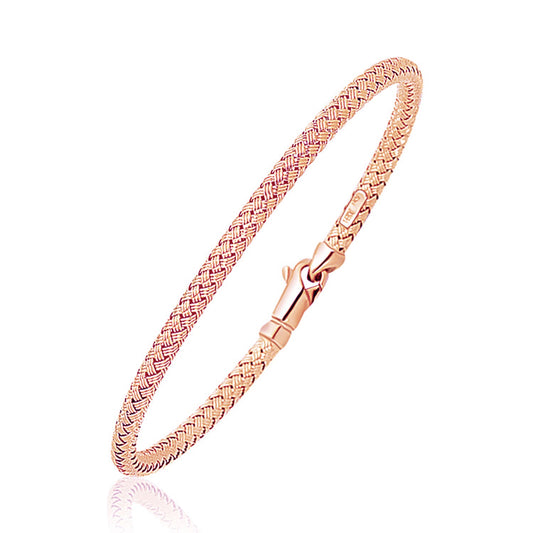 14k Rose Gold Fancy Weave Motif Bangle (3.40 mm)