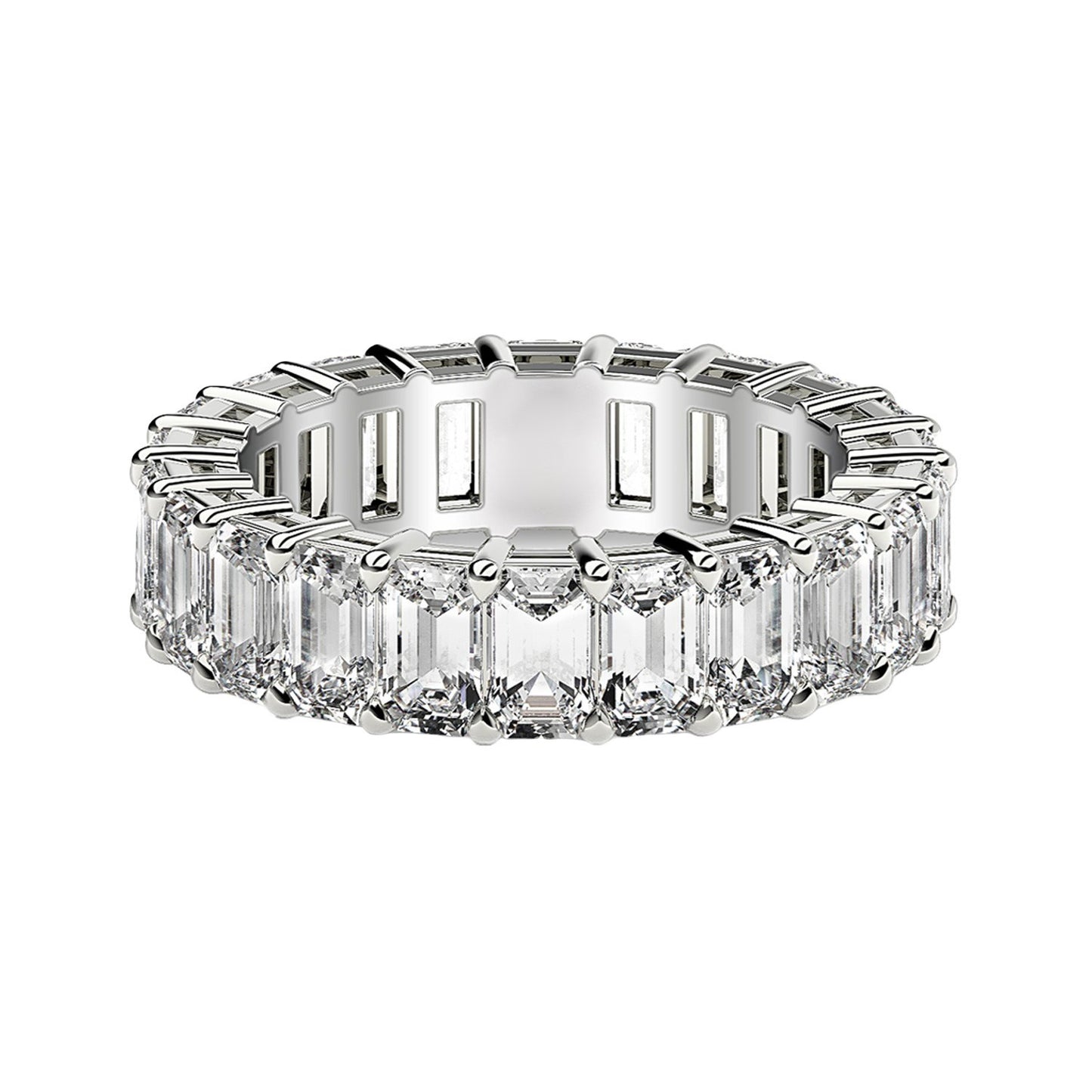 Emerald Cut Lab Grown Diamond Eternity Ring in 14k White Gold (3 cttw FG/VS2)