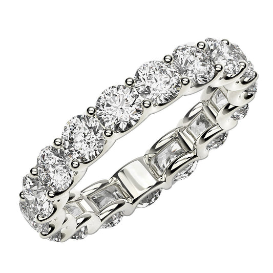 Round Cut Lab Grown Diamond Eternity Ring in 14k White Gold (3 cttw FG/VS2)