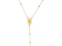 14k Tri Color Gold Lariat Rosary Necklace