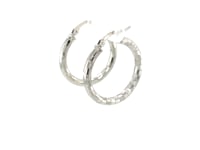 Sterling Silver Large Hoop Earrings with Hammered Texture