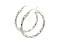 Sterling Silver Large Hoop Earrings with Hammered Texture