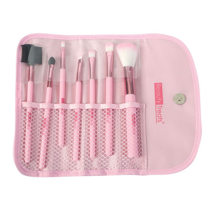 BEAUTY TREATS 7 PIECE BRUSH SET IN POUCH - ROSE GOLD