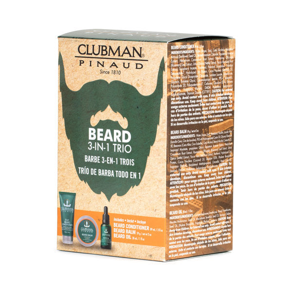 CLUBMAN Beard 3 in 1 Trio - Beard Balm, Oil and 2 in 1 Conditioner