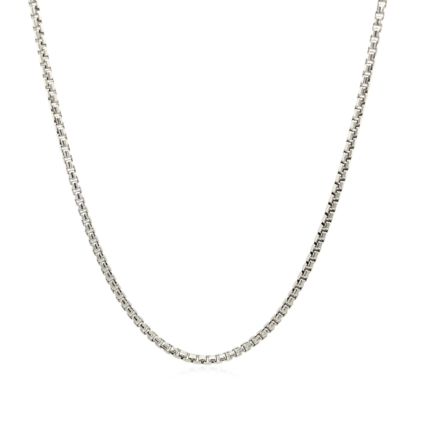 Sterling Silver Rhodium Plated Round Box Chain 1.5mm