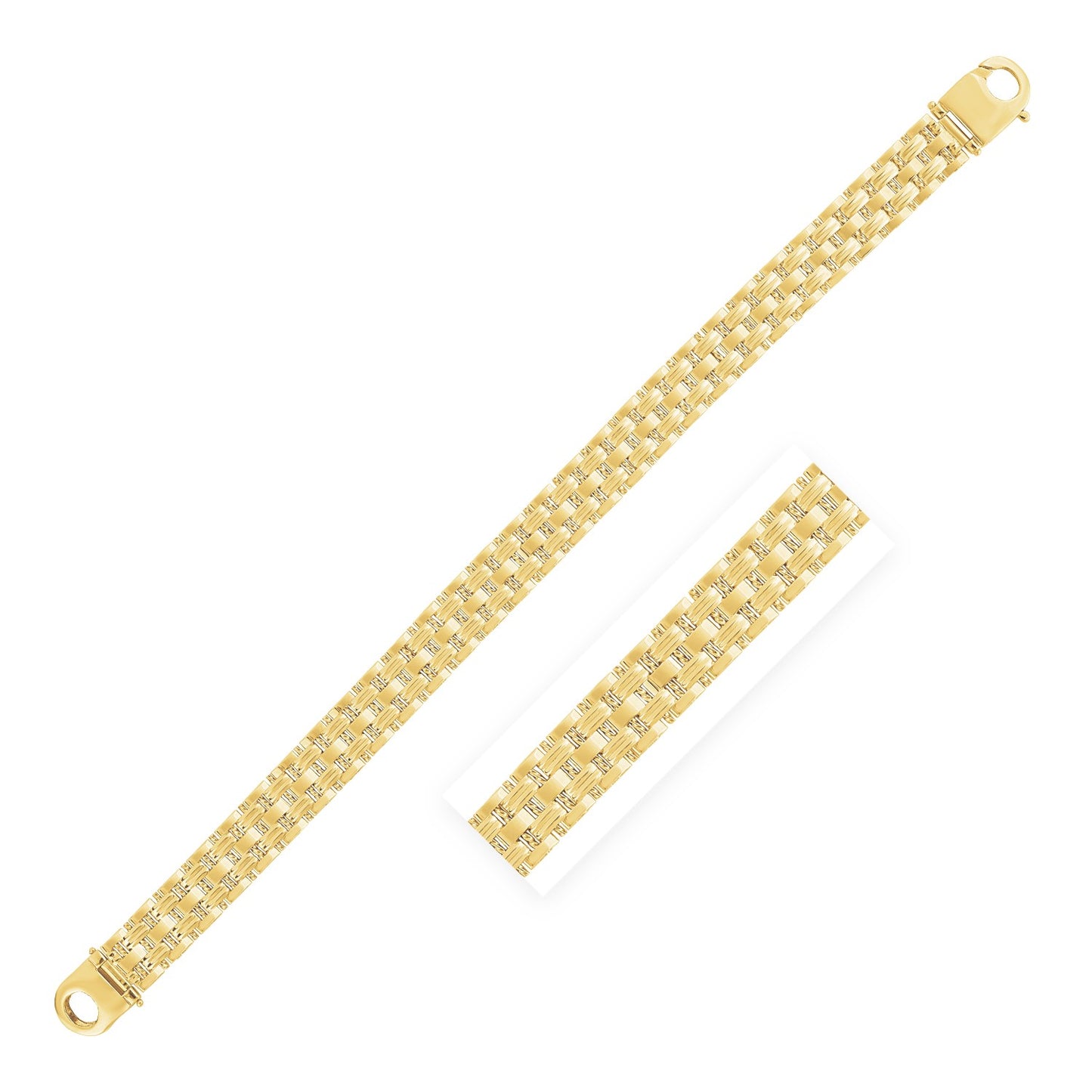 14k Yellow Gold High Polish Panther Link Bracelet (10.0mm)