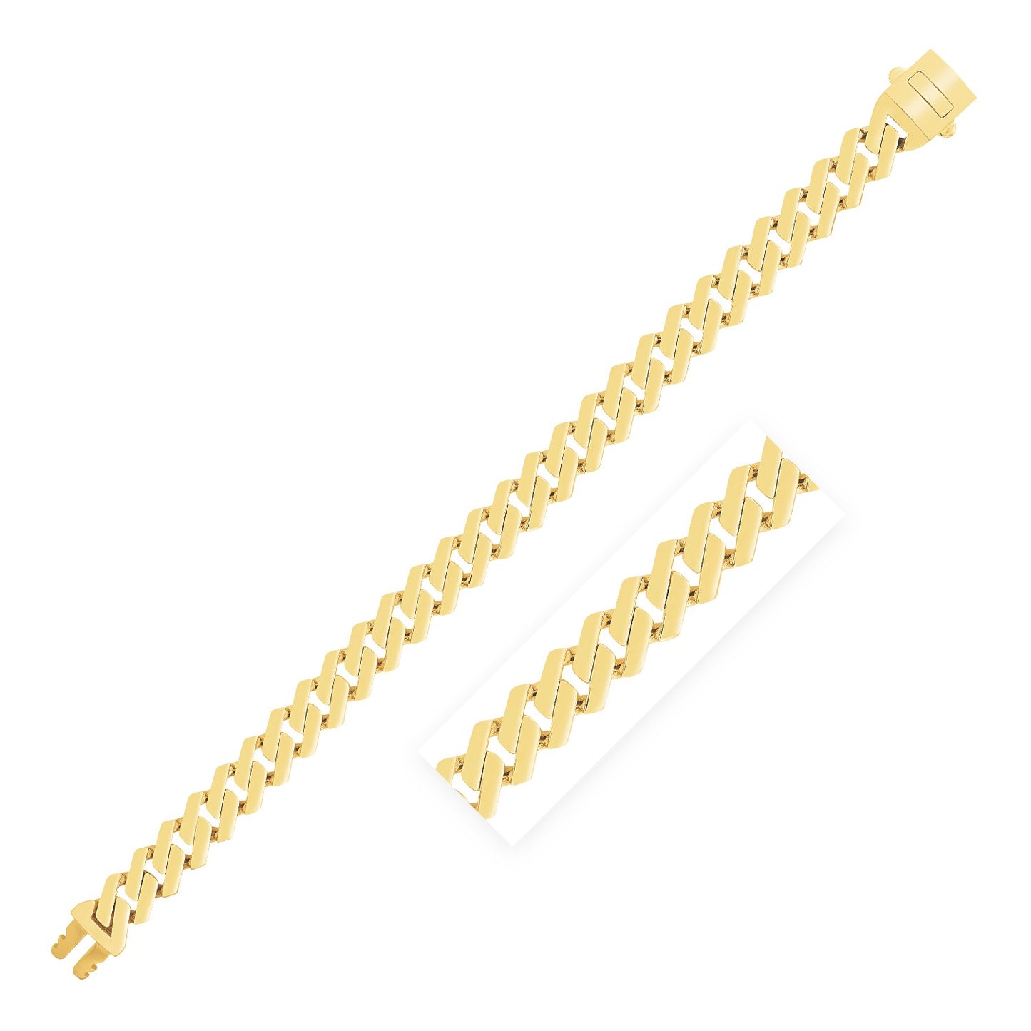14k Yellow Gold High Polish Modern Lite Edge Bracelet (11.5mm)