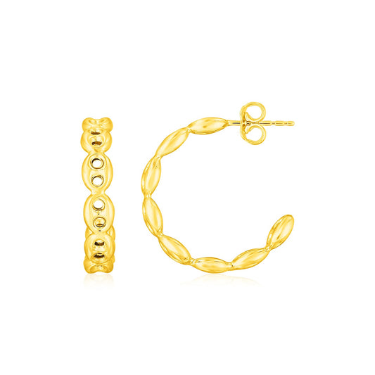 14K Yellow Gold Hoop Mariner Chain Earrings