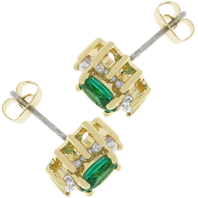 Emerald Flower Stud Earrings