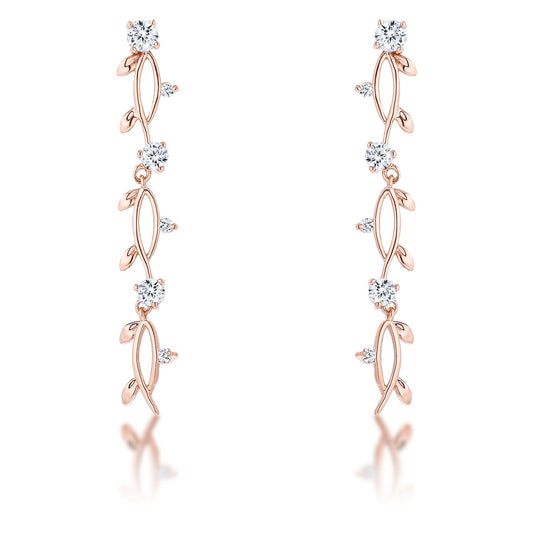 1.1Ct Vine Design Rose Gold Plated Earrings