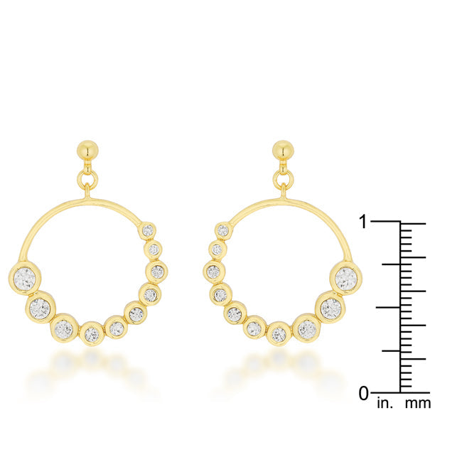 Golden Graduated Cubic Zirconia Circle Earrings