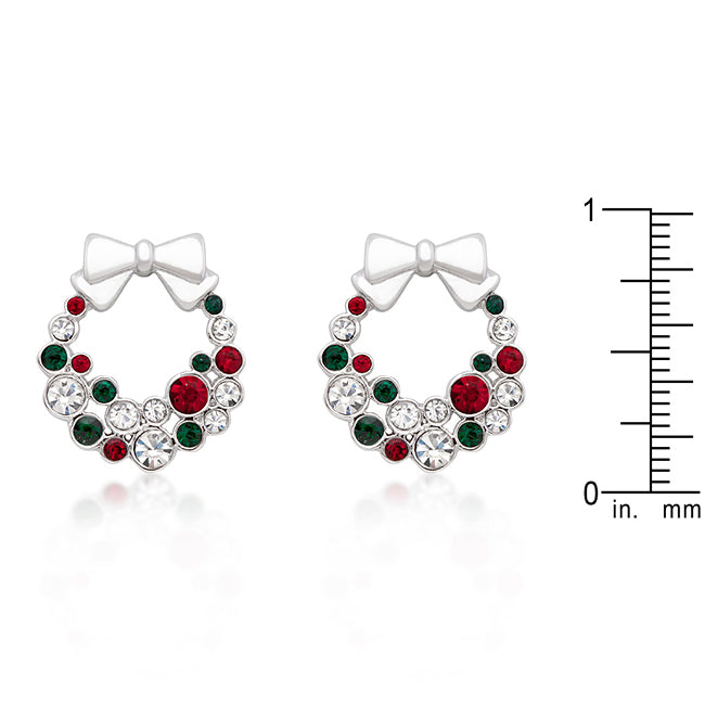Holiday Wreath Colored Crystal Earrings