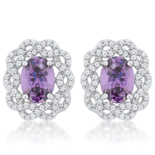 Amethyst Oval Stud Earrings