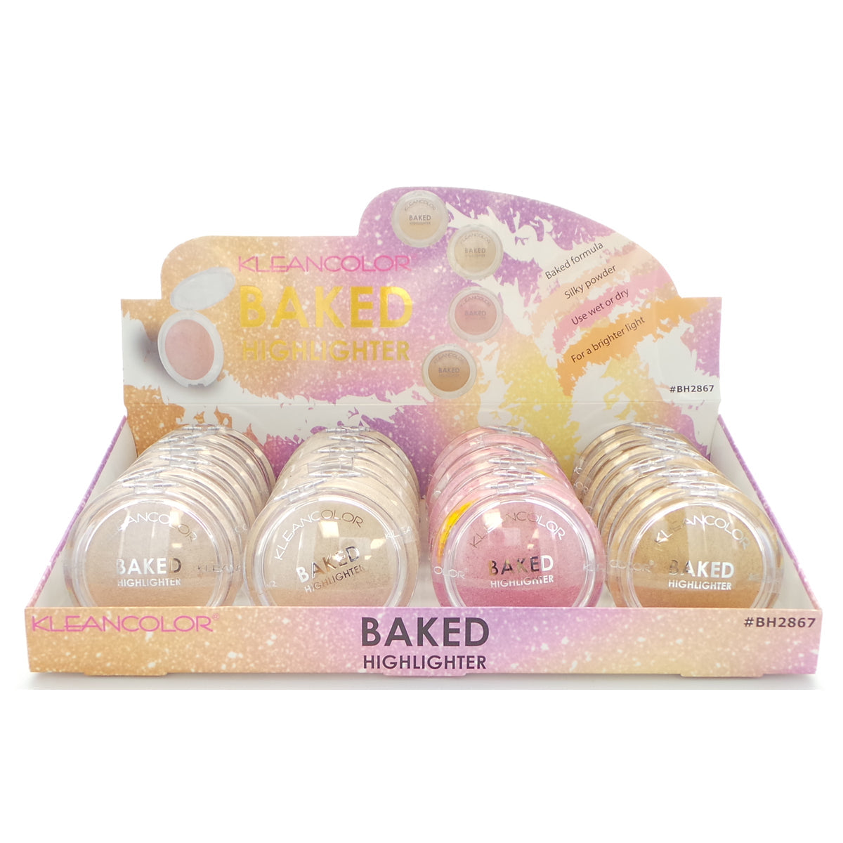 KLEANCOLOR Baked Highlighter 2867 Display Set, 24 Pieces