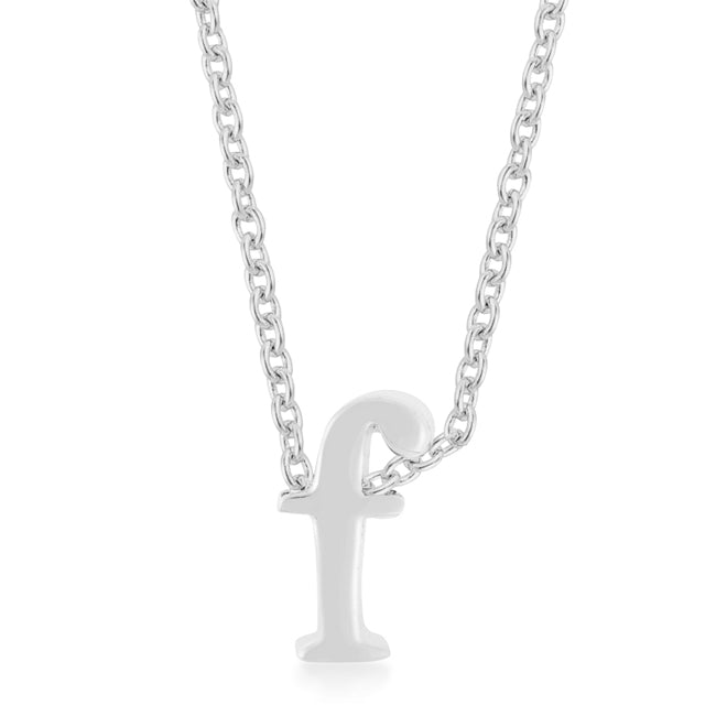 Rhodium Plated Finish Initial F Pendant