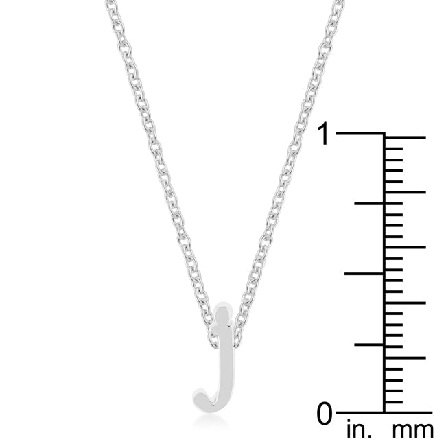 Rhodium Plated Finish Initial J Pendant