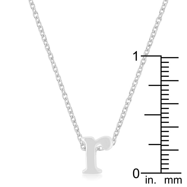 Rhodium Plated Finish Initial R Pendant