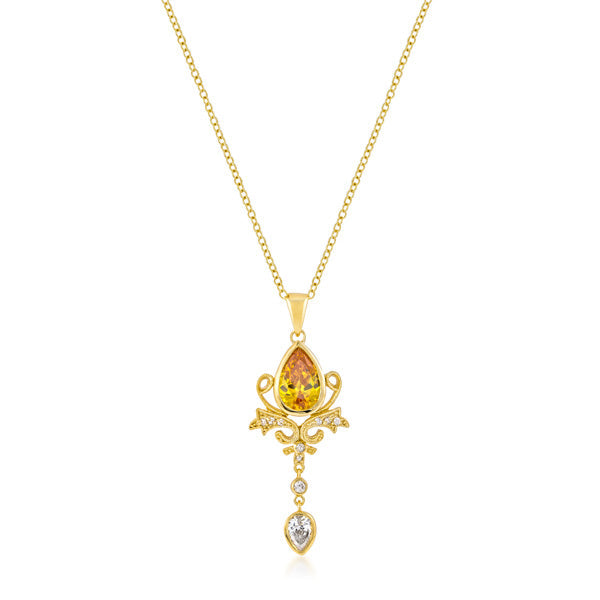 Golden Elegant Teardrop Crest Pendant