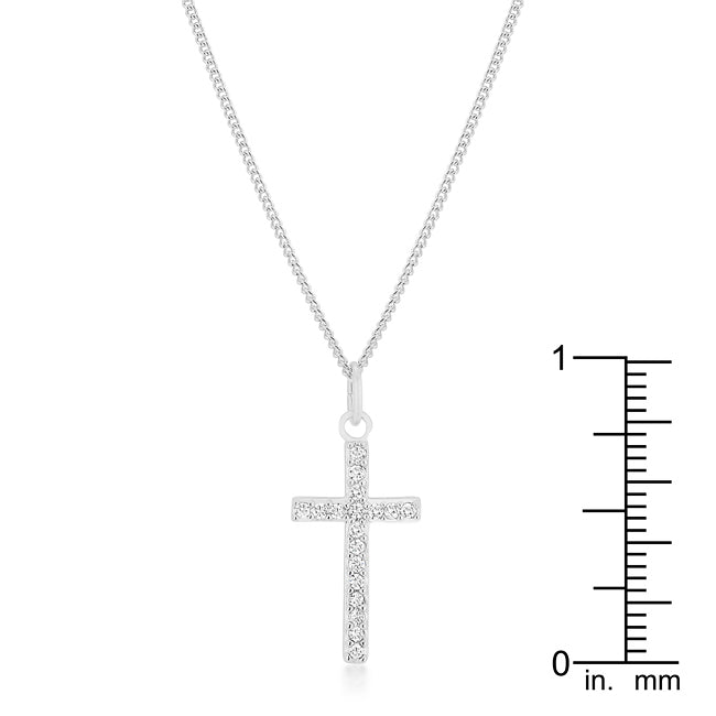 Simple Rhodium Plated Cross Pendant