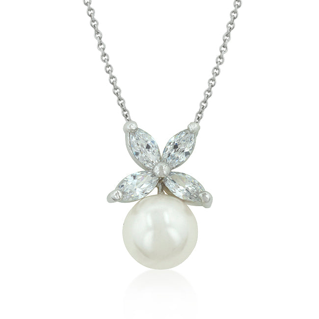 Butterfly White Pearl Pendant