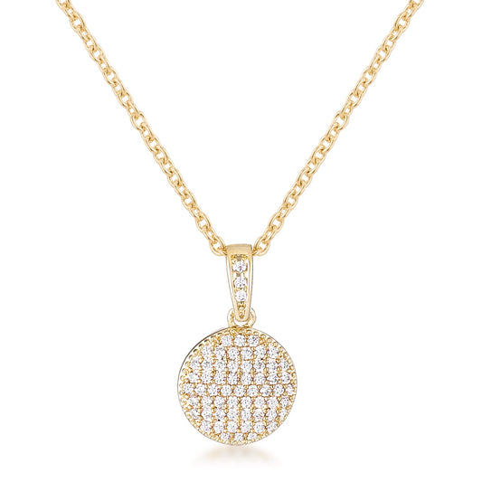 Gold Plated Necklace with CZ Disk Pendant