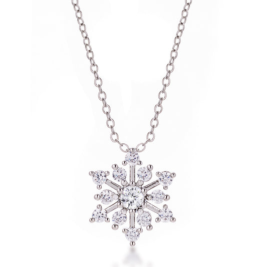 Contemporary CZ Snowflake Necklace