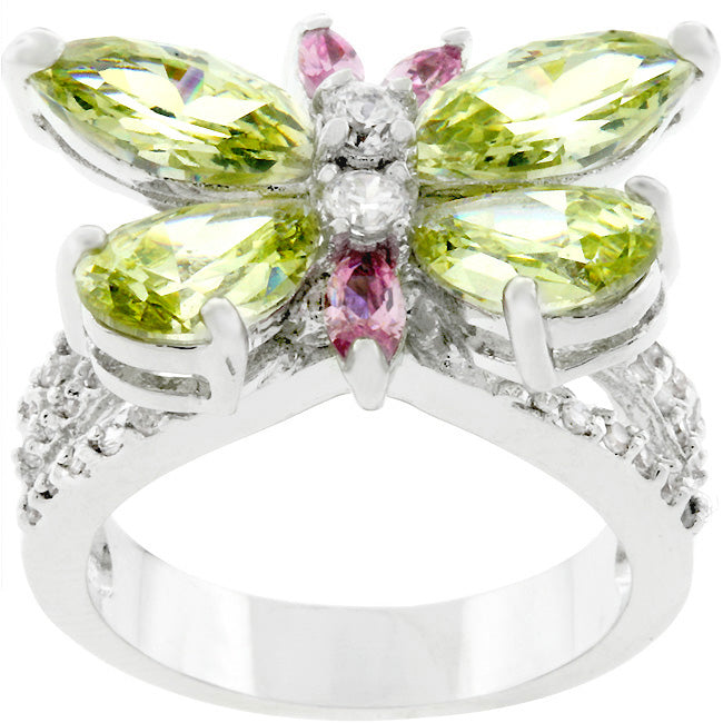 Rhodium Plated Butterfly Cocktail Ring