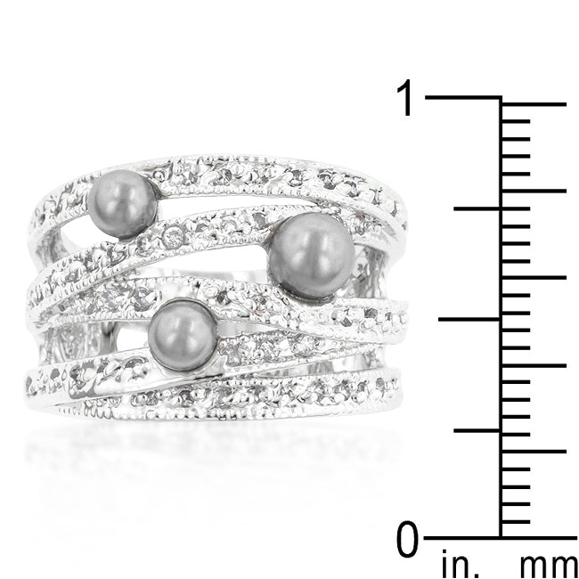 Gray Pearl Cocktail Ring