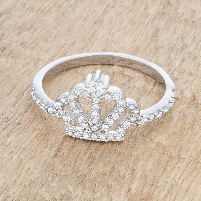 Elina 0.36ct CZ Rhodium Simple Crown Ring