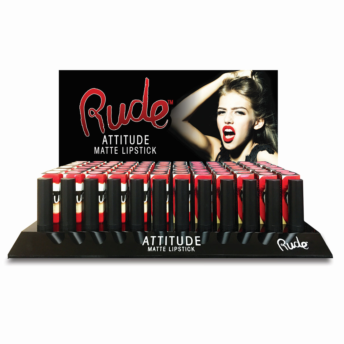 RUDE Attitude Matte Lipstick Acrylic Display Set A, 144 Pieces + 12 Testers