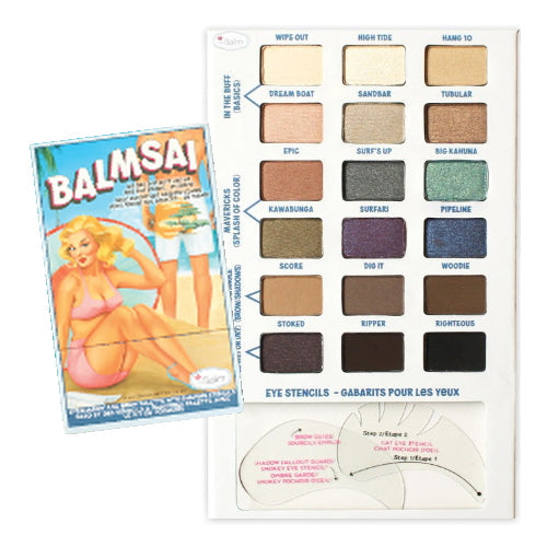 theBalm Balmsai Eyeshadow and Brow Palette with Shaping Stencils - 18 Colors
