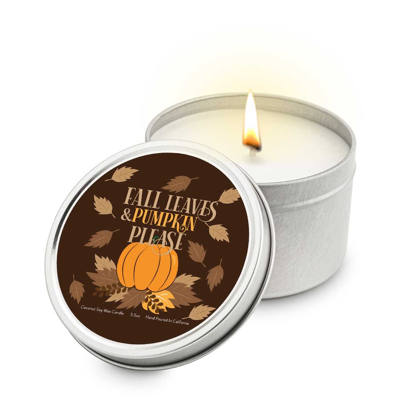 Fall Leaves & Pumpkin Please 5.5 oz Soy Blend Travel Candle Tin