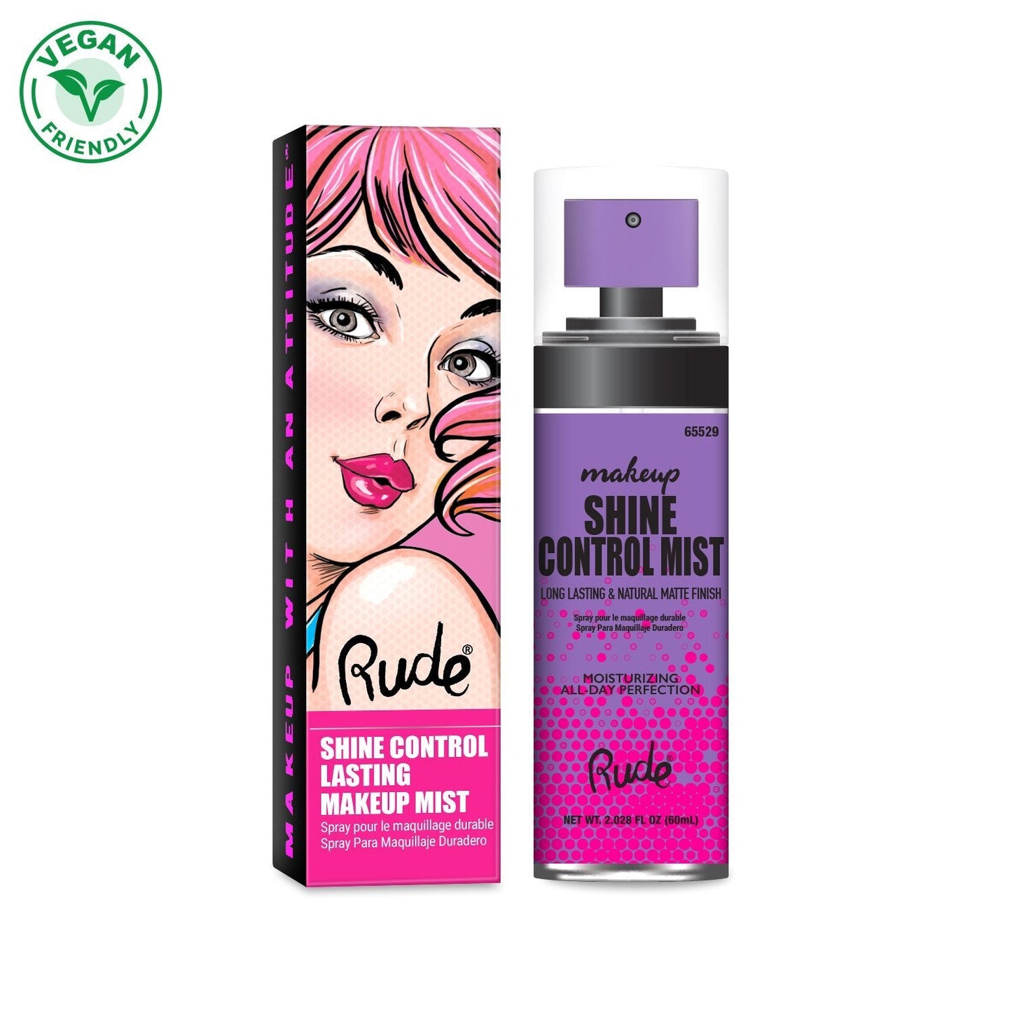 RUDE Shine Control Lasting Makeup Mist Display Set, 12 Pieces